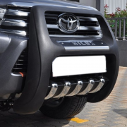 Кенгурятник высокий с пластиной и лого для Toyota Hilux (2015 - ...)