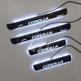 Накладки на пороги (неон) Toyota Corolla (2013 - ...)