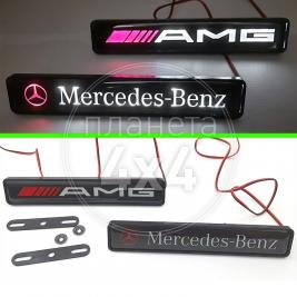 Эмблема неон Mercedes, AMG в решетку Mercedes